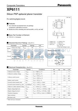 XP6111 datasheet - Silicon PNP epitaxial planer transistor