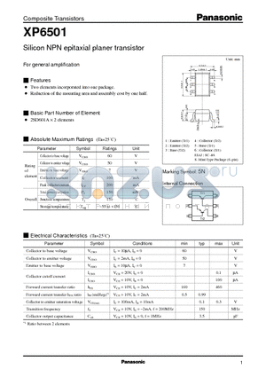 XP6501 datasheet - Silicon NPN epitaxial planer transistor