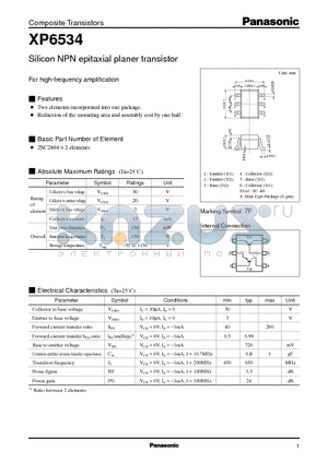 XP6534 datasheet - Silicon NPN epitaxial planer transistor