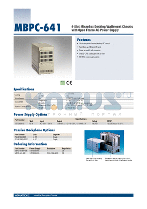 MBPC-641-60E datasheet - 4-Slot MicroBox Desktop/Wallmount Chassis with Open Frame AC Power Supply