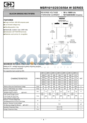 MBR-W35005 datasheet - SILICON BRIDGE RECTIFIERS