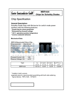 MBR1025 datasheet - Chips for Schottky Diodes