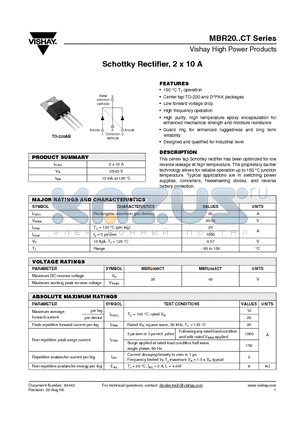 MBR2035CT datasheet - Schottky Rectifier, 2 x 10 A