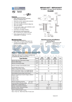 MBR20H150CT datasheet - 20.0AMPS. Schottky Barrier Rectifiers