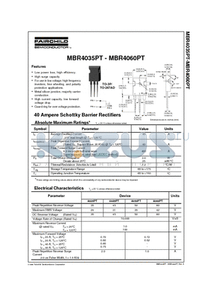 MBR4060PT datasheet - 40 Ampere Schottky Barrier Rectifiers