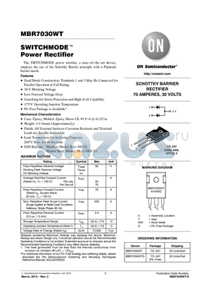 MBR7030WT datasheet - SWITCHMODE Power Rectifier