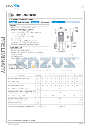 MBR860F datasheet - SCHOTTKY BARRIER RECTIFIERS