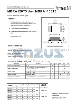 MBRA150T3 datasheet - Chip Schottky Barrier Diodes - Silicon epitaxial planer type