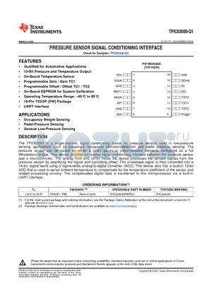 TPIC83000-Q1 datasheet - PRESSURE SENSOR SIGNAL CONDITIONING INTERFACE