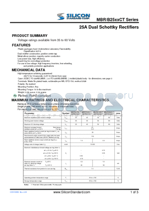 MBRB2550CT datasheet - 25A Dual Schottky Rectifiers