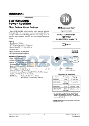 MBRD835LG datasheet - SWITCHMODE Power Rectifier