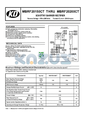 MBRF20150CT datasheet - SCHOTTKY BARRIER RECTIFIER