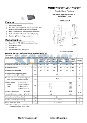 MBRF2045CT datasheet - Schottky Barrier Rectifiers