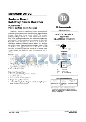 MBRM2H100T3G datasheet - Surface Mount Schottky Power Rectifier