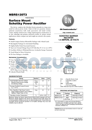 MBRS120T3G datasheet - Surface Mount Schottky Power Rectifier