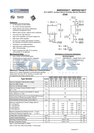 MBRS25150CT datasheet - 25.0 AMPS. Surface Mount Schottky Barrier Rectifiers