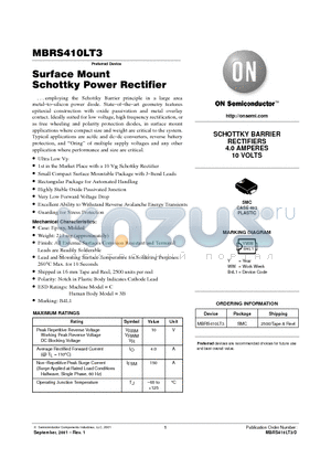 MBRS410LT3 datasheet - Surface Mount Schottky Power Rectifier