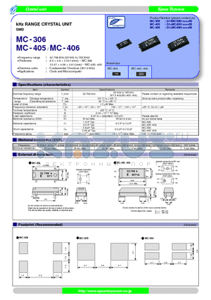 MC-405 datasheet - kHz RANGE CRYSTAL UNIT SMD