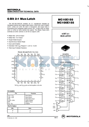 MC100E155 datasheet - 6-BIT 2:1 MUX-LATCH