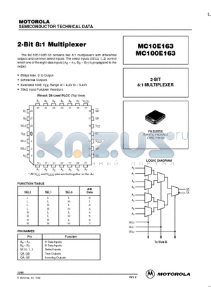 MC100E163 datasheet - 2-BIT 8:1 MULTIPLEXER