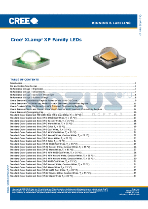 XPEBWT-H1-0000-00AZ7 datasheet - Cree^ XLamp^ XP Family LEDs
