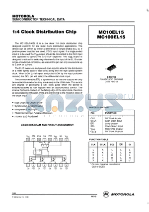 MC100EL15 datasheet - 1:4 Clock Distribution Chip