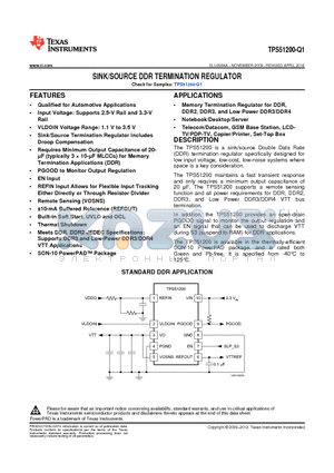 TPS51200QDRCRQ1 datasheet - SINK/SOURCE DDR TERMINATION REGULATOR