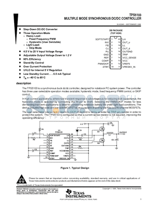 TPS5103 datasheet - MULTIPLE MODE SYNCHRONOUS DC/DC CONTROLLER