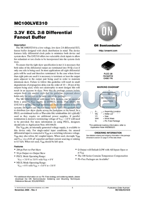 MC100LVE310FNR2G datasheet - 3.3V ECL 2:8 Differential Fanout Buffer