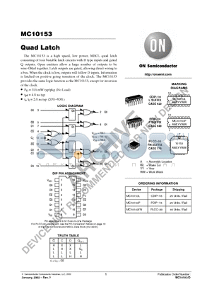MC10153P datasheet - Quad Latch