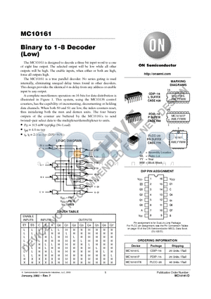 MC10161L datasheet - Binary to 1-8 Decoder (Low)