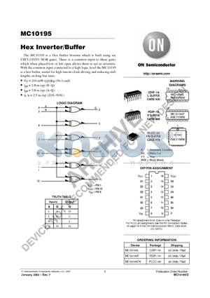 MC10195P datasheet - Hex Inverter/Buffer