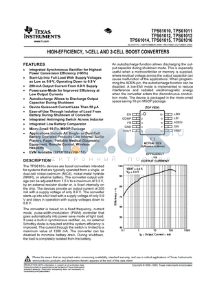 TPS61016 datasheet - HIGH-EFFICIENCY, 1-CELL AND 2-CELL BOOST CONVERTERS