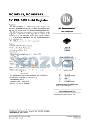 MC10E143_06 datasheet - 5V ECL 9-Bit Hold Register