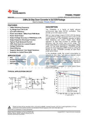 TPS62065DSG datasheet - 3-MHz 2A Step Down Converter in 2x2 SON Package