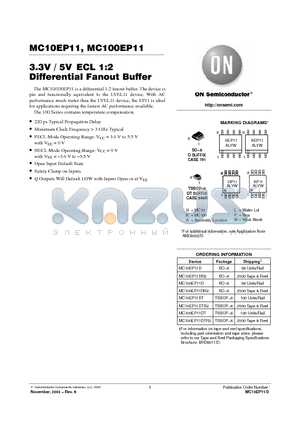 MC10EP11DR2 datasheet - 1:2 Differential Fanout Buffer