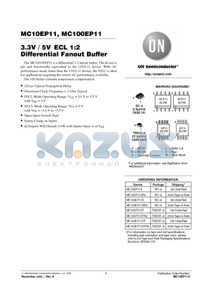 MC10EP11DT datasheet - 3.3V / 5V ECL 1:2 Differential Fanout Buffer