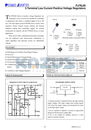 PJ78LXXCS datasheet - 3-Terminal Low Current Positive Voltage Regulators