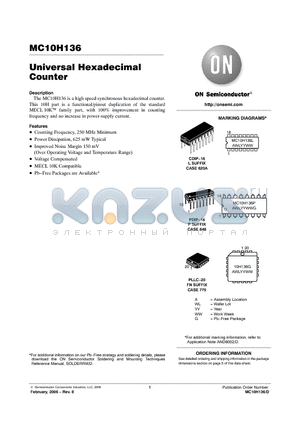 MC10H136FNG datasheet - Universal Hexadecimal Counter