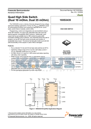 MC10XS3435BPNA datasheet - Quad High Side Switch (Dual 10 mOhm, Dual 35 mOhm)