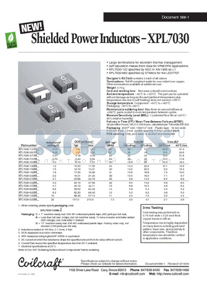 XPL7030-332ML datasheet - Shielded Power Inductors