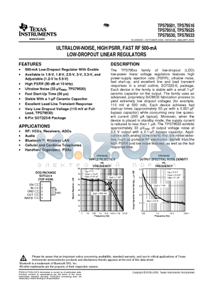 TPS79516DCQ datasheet - ULTRALOW-NOISE, HIGH PSRR, FAST RF 500-mA LOW-DROPOUT LINEAR REGULATORS
