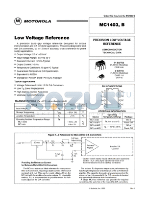 MC1403 datasheet - PRECISION LOW VOLTAGE REFERENCE