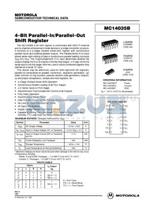 MC14035B datasheet - 4-Bit Parallel-In/Parallel-Out Shift Register