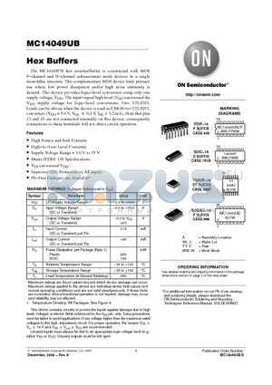 MC14049UBDR2G datasheet - W Semiconductor Components Industries, LLC, 2004
