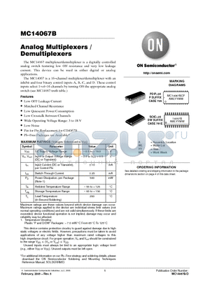 MC14067BCPG datasheet - Analog Multiplexers  / Demultiplexers