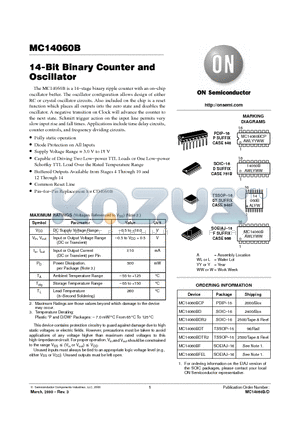 MC14060BDTR2 datasheet - 14-Bit Binary Counter and Oscillator