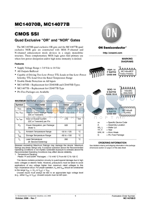 MC14077BCP datasheet - CMOS SSI Quad Exclusive  OR  and NOR  Gates