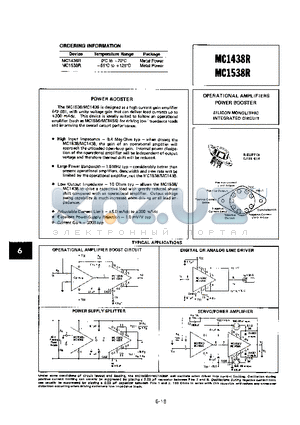 MC1438R datasheet - OPERATIONAL AMPLIFIERS POWER BOOSTER