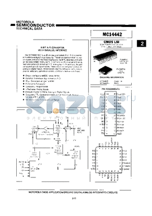 MC14442 datasheet - 8-BIT A/D CONVERTER WITH PARALLEL INTERFACE